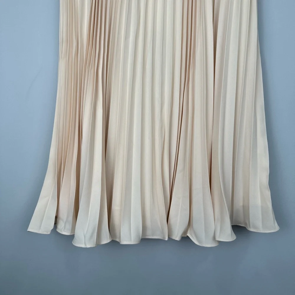 Grace Karin Cream Pleated Pull On Lined Skirt XL NWT NEW